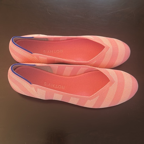 Rothy's The Flat Pink Macaron Big Stripe Flats Shoes Collector's Edition Sz 10.5 - Picture 7 of 11